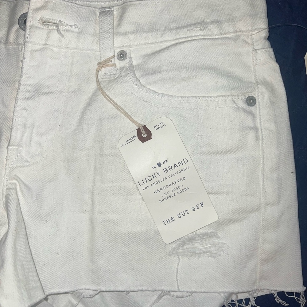 Lucky Brand White Distressed Denim Shorts